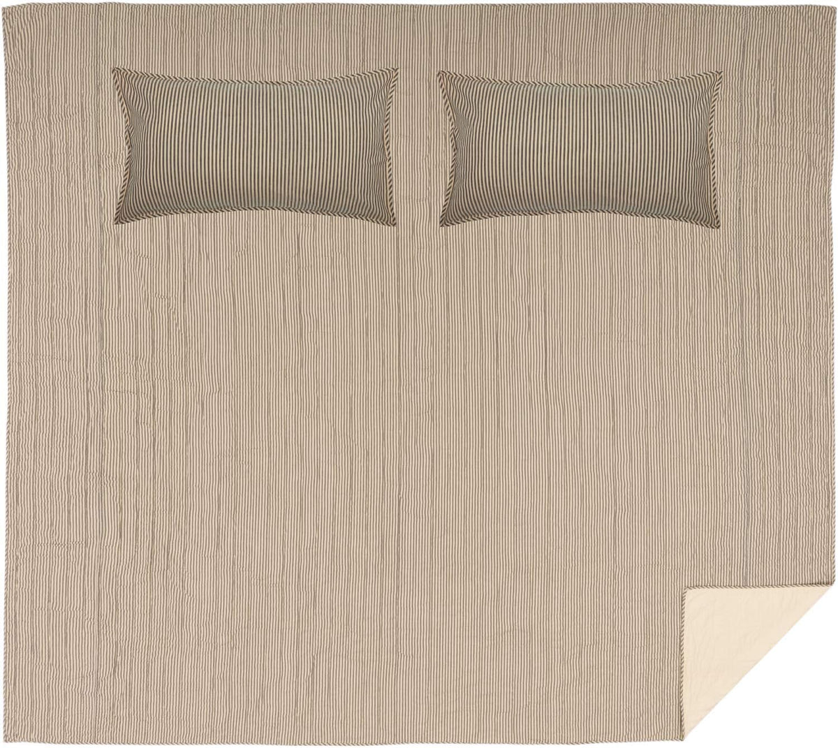 VHC Brands Sawyer Mill Ticking Stripe California King Quilt Set, Charcoal Gray