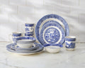 BrylaneHome 16 Piece Blue Willow Dinnerware Set (Service for 4), Includes Dinner & Salad or Dessert Plates, Bowls, Mugs, Elegant Traditional Pattern - Blue