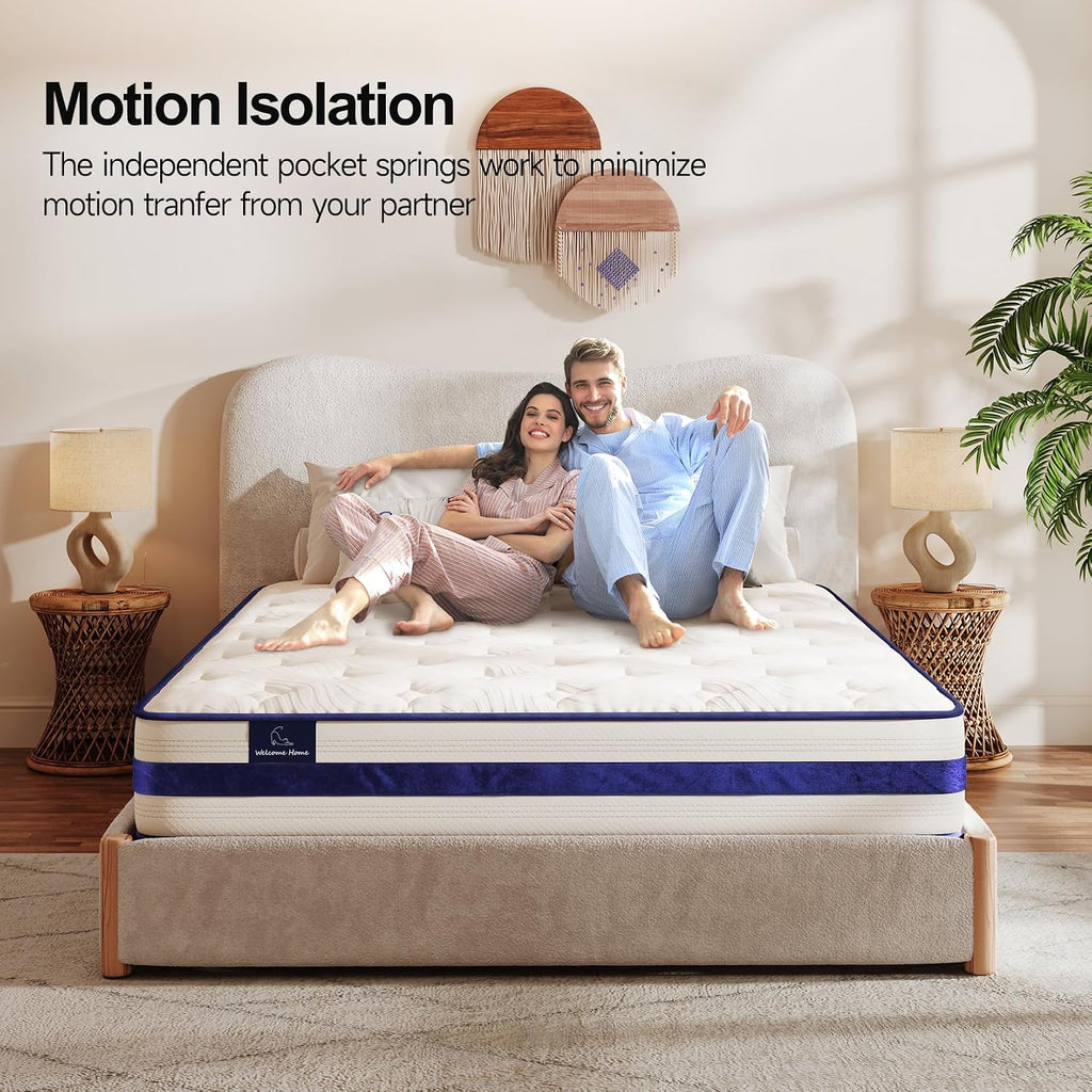 Vesgantti King Size Mattress,12 Inch Hybrid Innerspring Mattress in a Box with Memory Foam, Back Support & Pressure Relief, Medium Firm Feel for Adults (King Size)