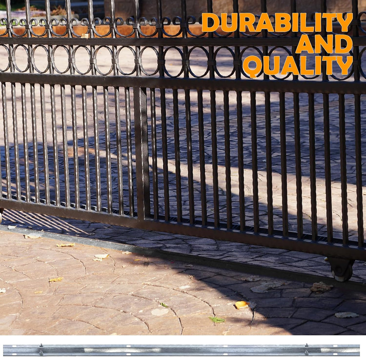 24 Ft V-Track for Sliding Gates, Galvanized Steel Heavy-Duty Inverted V-Groove Track with Hammer Drive Anchors, Durable & Rust-Resistant Rolling Gate Rail for Driveways Systems(4FT6PCS)