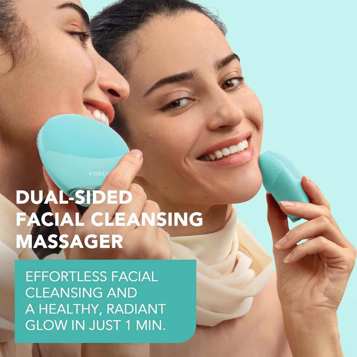 FOREO LUNA 4 mini Face Cleansing Brush & Massager - Premium Face Care -Enhances Absorption - Simple Skin Care Tools - For All Skin Types- Artic Blue