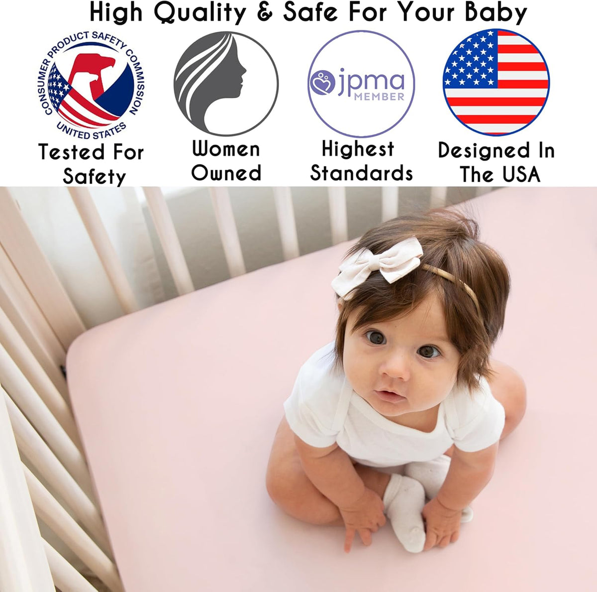 Sweet Jojo Designs 5-Piece Baby Crib Bedding Set (Pink Bows) for Girls, Infants/Nursery incl. Blanket, BreathableBaby Mesh Crib Liner, Fitted Sheet and Skirt (Elegant Bow for the Ballet Collection)