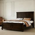 Queen Size Solid Wood Platform Bed Frame,Wood Bed with USB Charging Station, Solid Wood Leg/No Box Spring Needed/Noise Free/Brown