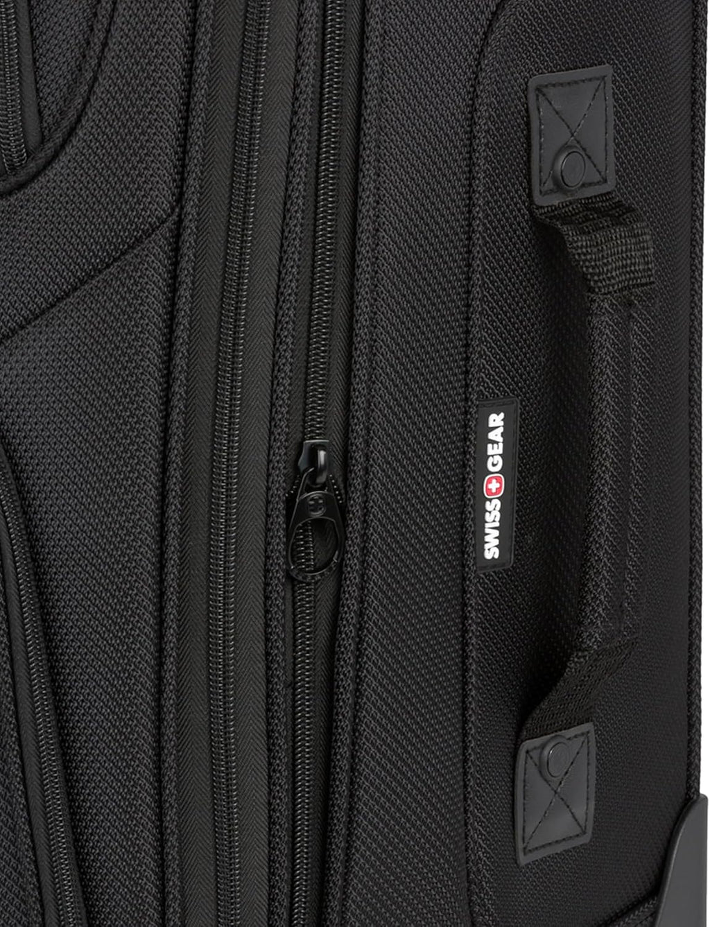 SWISSGEAR Sion Softside Expandable Spinner Luggage Durable Lightweight Travel Suitcase, Black, Checked-Large
