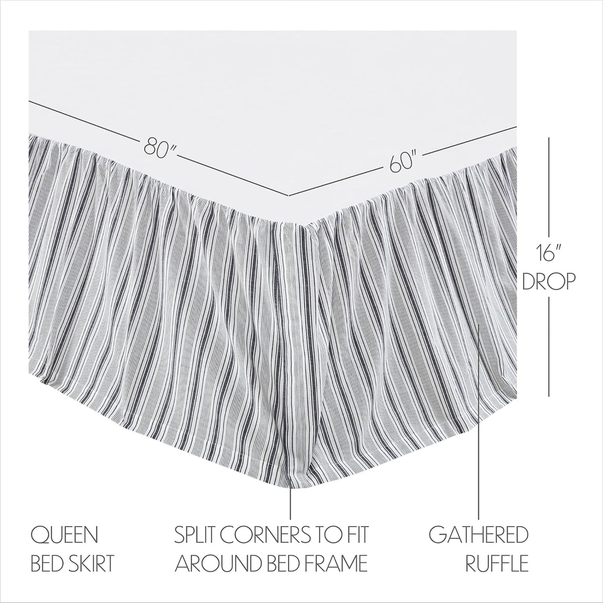 VHC Brands Sawyer Mill Black 8 Piece Queen Quilt Set (1 Quilt, 2 Standard Shams, 2 Standard Pillowcase, 2 Euro Shams, 1 Queen Bed Skirt)