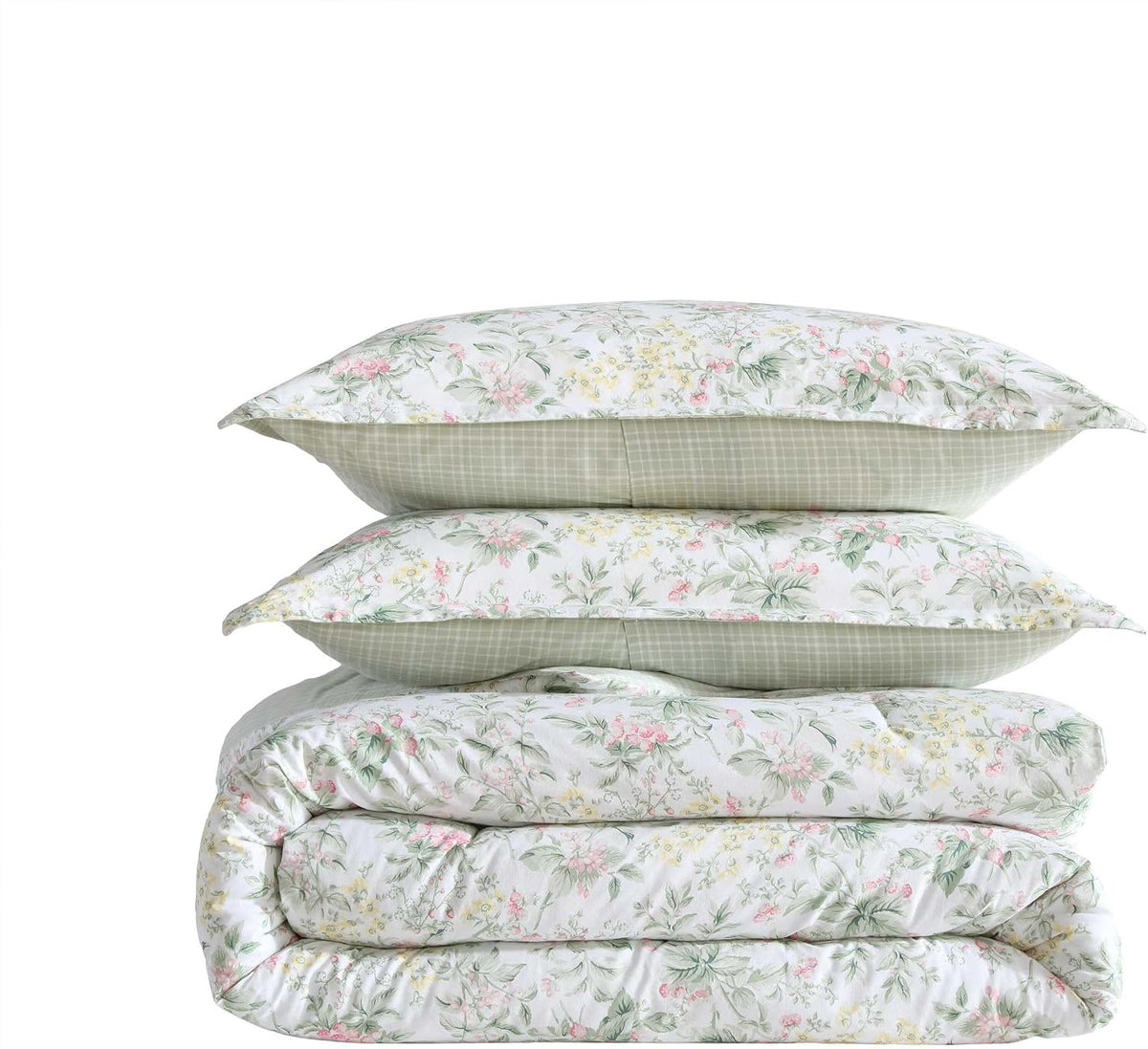 Laura Ashley - Full/Queen Comforter Set, Super Soft Cotton Bedding with Matching Sham, Botanical Design, Vintage Bed Essentials (Bramble Floral Pink, Full/Queen)
