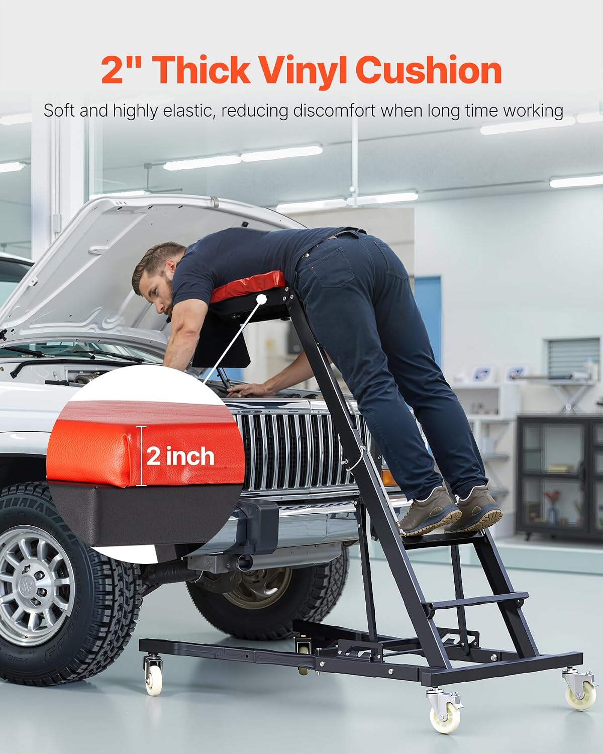 VEVOR Automotive Topside Creeper, 400 LBS Capacity High Creeper with 48' to 76' Adjustable Height, 4 Swivel Caster Wheels, Heavy Duty Automotive Engine Creeper, Ideal for Auto Repair and Maintenance