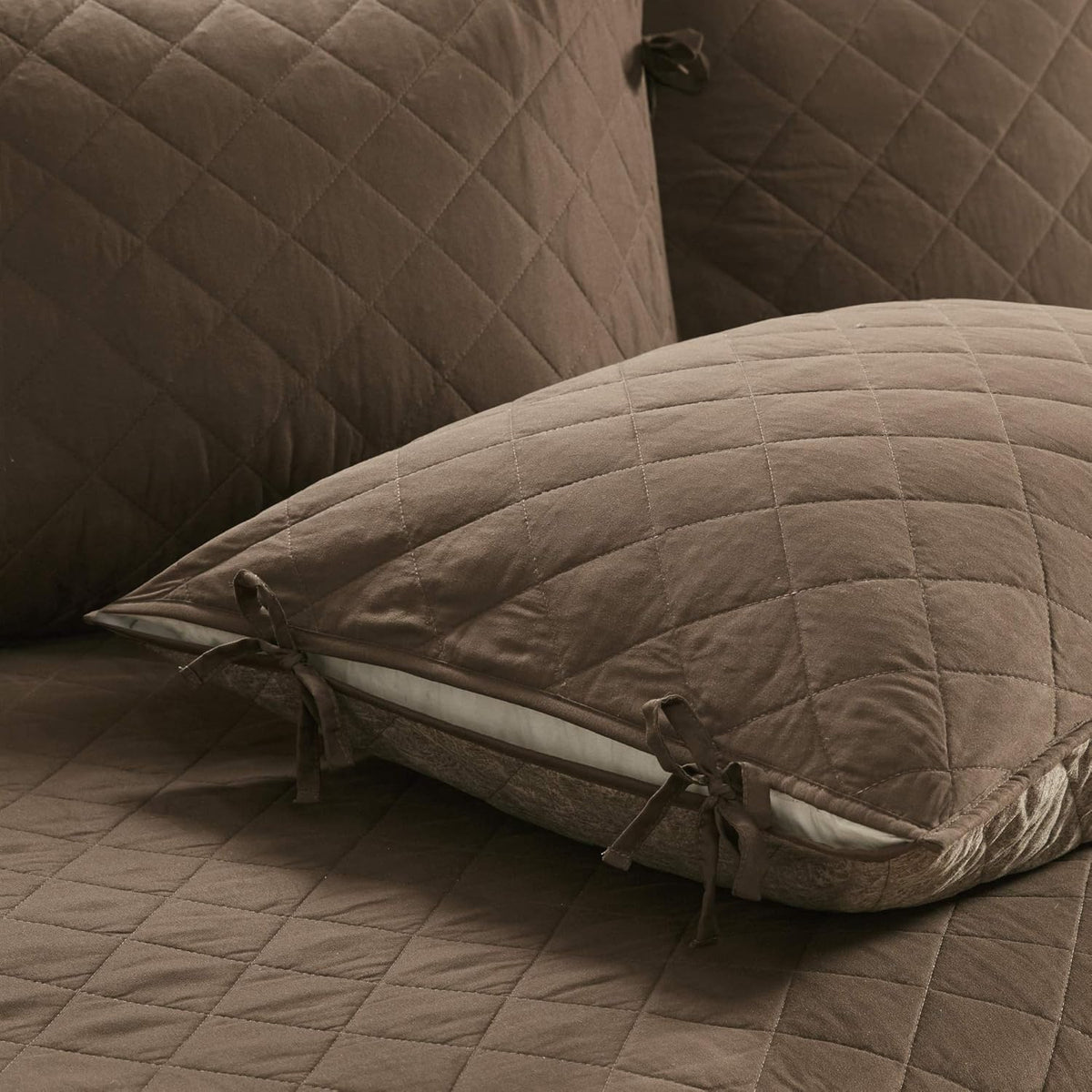 Madison Park Daybed Cover Set - Trendy Design, All Season Luxury Bedding with Bedskirt, Matching Shams, Decorative Pillow, Diamond Quilted Faux Suede Reversible Brown 75'x39' 6 Piece