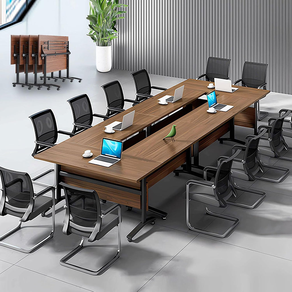 4 Pack Folding Conference Table Conference Room Table Meeting Table,Flip Top Mobile Meeting Training Table with Modesty Locking Casters for Office,Meeting Room Multifunctiona Modular table (C, 55in)