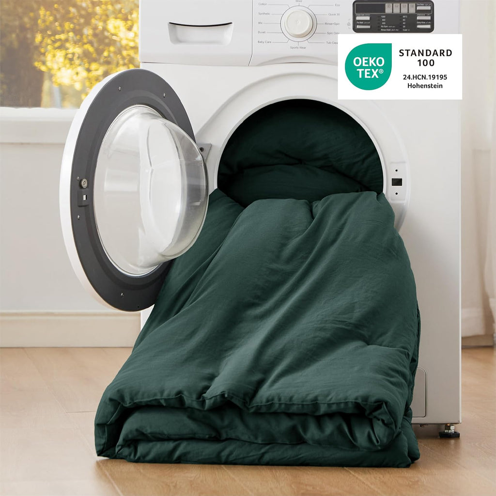 Bedsure Super King Plus Comforter Set, Forest Green Soft Prewashed Bedding for All Seasons, 3 Pieces GentleSoft™ Bed Set, 1 Lightweight Comforter (128'x120') and 2 Pillowcases (20'x36')