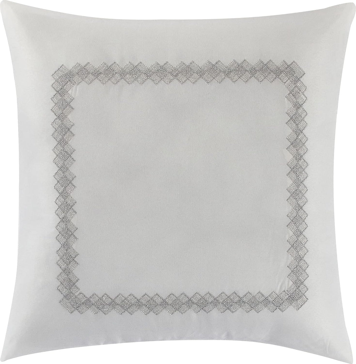 Grand Avenue Tufted Embroidery Comforter Set Queen Size, 7 Piece White Fashion Bedding Set, Ultra-Soft, Pillows & Shams, All Season, Home Decor