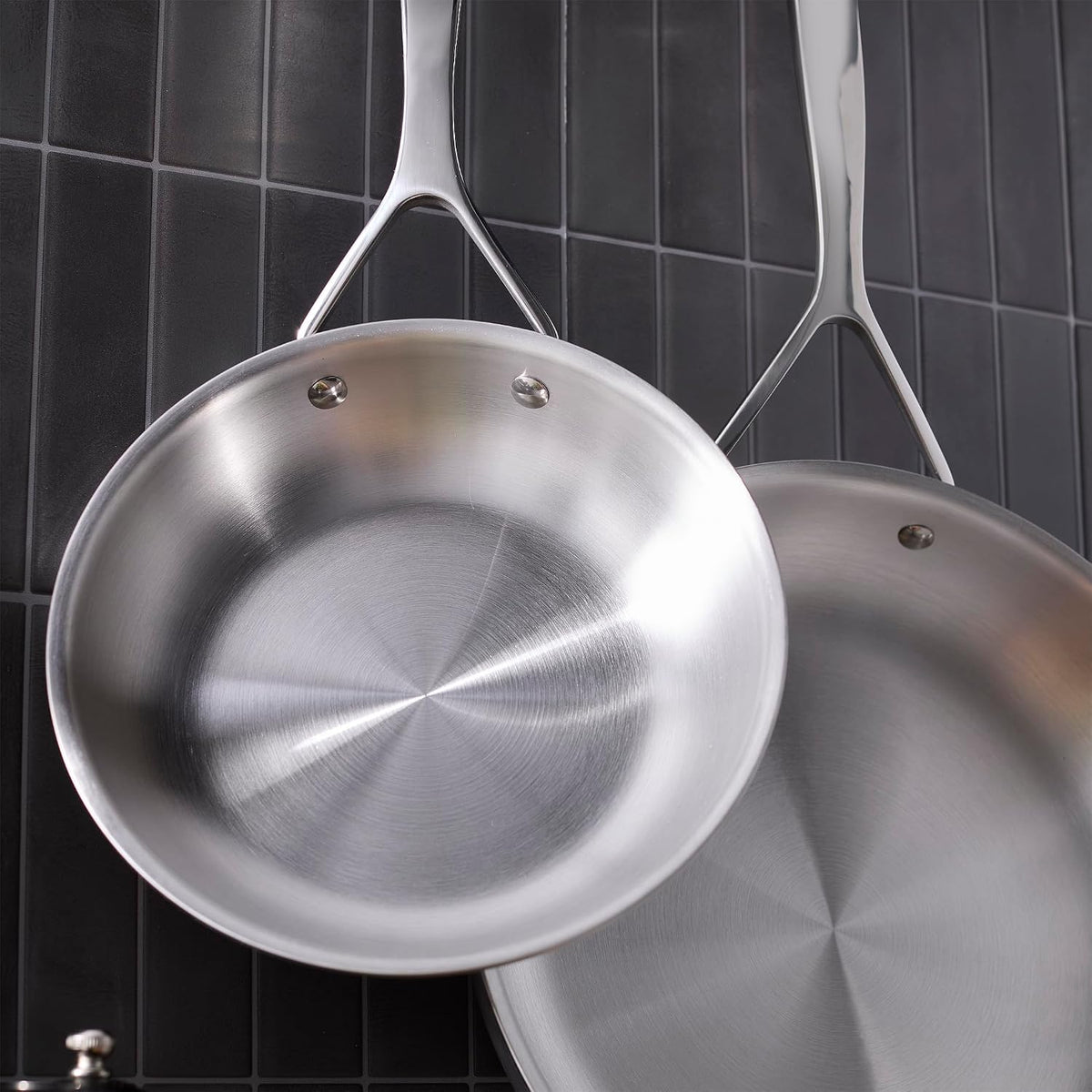 Demeyere Essential 5-ply 2-pc Stainless Steel Fry Pan Set, 8' and 11', Compatible on all Stovetops, Made in Belgium