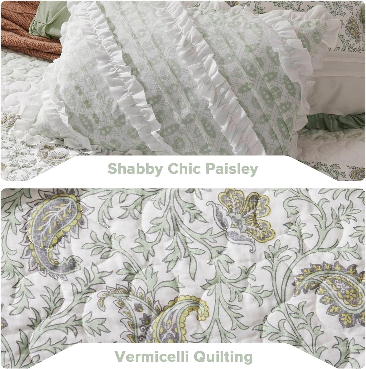 Madison Park King Quilt Set Cotton Coverlet Set with Cotton Filling for King Size Bed, All Season, Lightweight King Cotton Quilt Include Shams, & Décor Pillows, Dawn, King/Cal King Sage Green 6 Piece