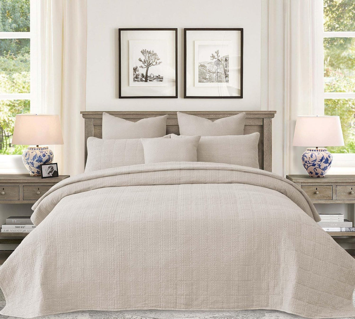 90x92 Queen Size Quilt Set with Pillow Shams Quilted Bedding Cover Ultra Soft Bedspread 3 Pieces Lightweight Soft Blanket for Home Decor,Khaki