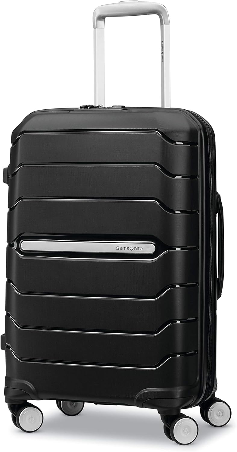 Samsonite Freeform Hardside Carry-On Luggage with Spinner Wheels - Hardshell Suitcase - TSA, Airline-Approved - Expandable Hard Shell, Smooth Rolling Wheels for Lightweight Travel – Black