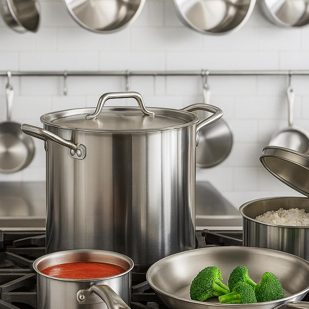 Stainless Steel Cookware Set, Induction Cookware, 16 Qt Stockpot With Lid, 2 Qt And 3.5 Qt Saucepans, And Frying Pan (7 Piece)