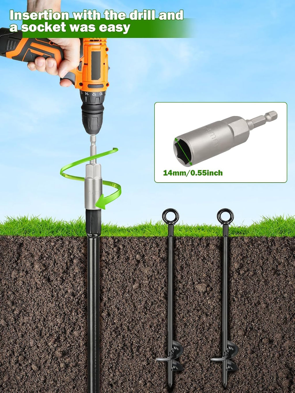 12 Pcs 30' Long Ground Anchors Shed Anchors Kit with 3/16' Galvanized Cable & Turnbuckles & Carabiners, Heavy Duty Earth Anchors for Sheds Trees Trampoline Greenhouse Swing Set Tent.