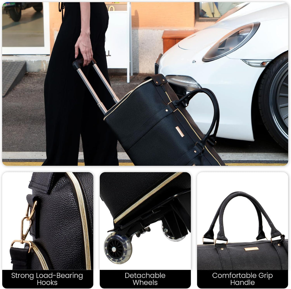 Luhxe Travel Convertible Carry On Garment Roller Bag 2.0 with Shoe Pouch & Detachable Shoulder Strap – Improved Zipper and reinforced straps - Charcoal