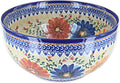 Blue Rose Polish Pottery - Orange Autumn Burst Large Mixing Bowl - 10 Cup Capacity - Polish Pottery Ceramic Bowl for Baking, Mixing & Serving