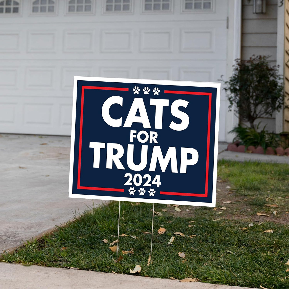 Cats for Trump 2024 Yard Sign, 18x24 in, Two Sided, Corrugated Plastic, American Made, Waterproof, 2 Stakes (10)