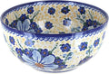 Blue Rose Polish Pottery - Blue Daisy Surprise Large Mixing Bowl - 10 Cup Capacity - Polish Pottery Ceramic Bowl for Baking, Mixing & Serving