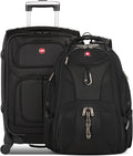 SWISSGEAR Sion 2-Piece Travel Set, Softside Expandable Carry-On Spinner Bundled with 1900 ScanSmart 17' Laptop Backpack with RFID Blocking & Tech Organization, Black