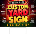 20 Pack 24'x18' Custom Yard Signs with Stakes, Personalized Yard Signs for Outdoors, Customized Full Color Print Corrugated Signs for Business