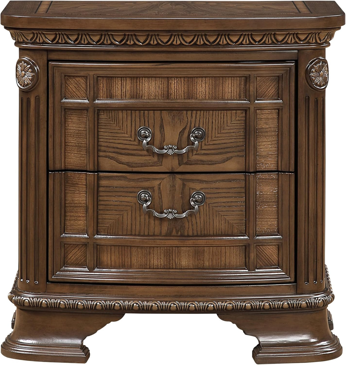 New Traditional 3pc Bedroom Set King Size Bed and Two Nightstands Dark Brown Finish Formal Design Wooden Furniture
