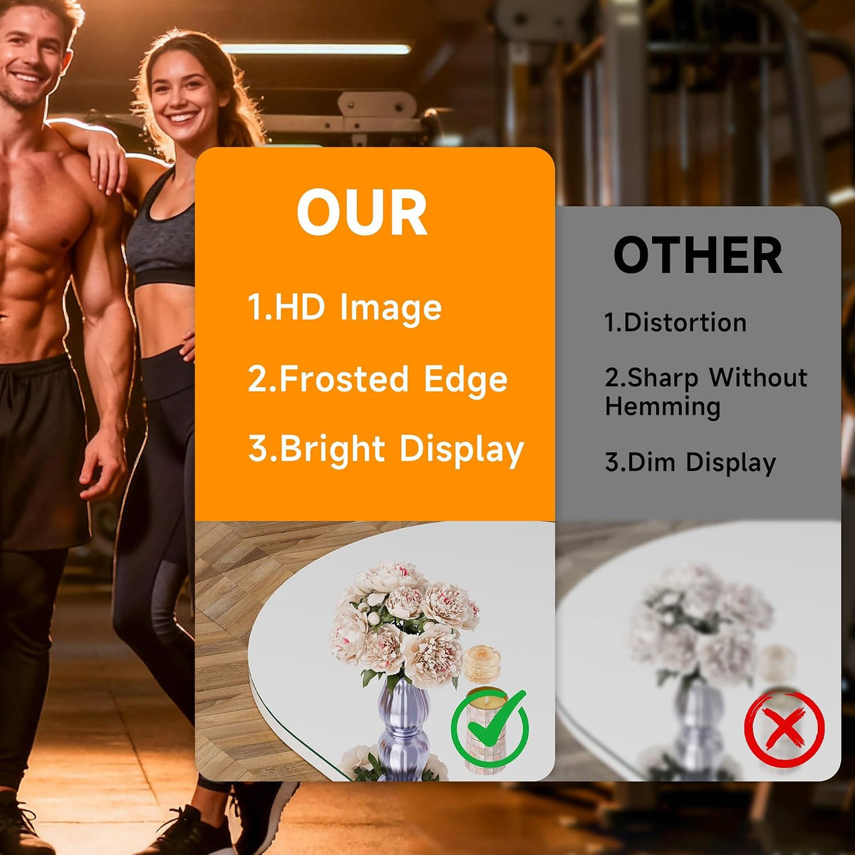 Hasipu 65' x 22' Arched Rolling Home Gym Mirror with Wheels, 360° Swivel Body Mirror with HD Tempered Glass, Large Floor Mirror for Yoga Room, Dance Studio, Bedroom & Home Gym