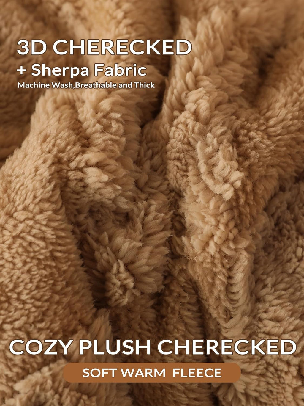 Tufted Fleece Comforter Set King - Super Soft Warm Fluffy Shaggy Bedding Sets, Diamond Plaid Jacquard Bed Set for Winter, 1 Sherpa Comforter with 2 Pillow Cases (104'X90' Beige)