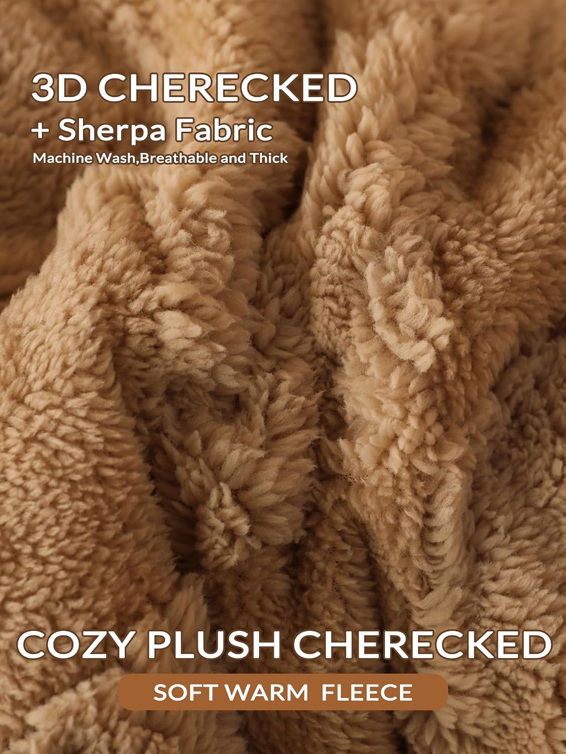 Tufted Fleece Comforter Set King - Super Soft Warm Fluffy Shaggy Bedding Sets, Diamond Plaid Jacquard Bed Set for Winter, 1 Sherpa Comforter with 2 Pillow Cases (104'X90' Beige)