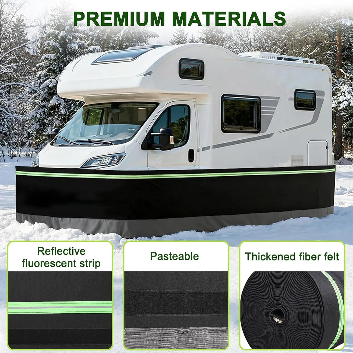 RV Skirting Kit 39.4x85.3 Ft, Easy Install Mobile Home Skirting with Felt Fabric - Wind & Weather Barrier for Travel Trailers, Campers & RVs - Thick Protective Wrap