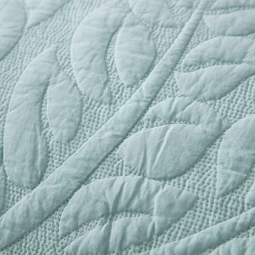 MarCielo 100% Cotton Quilt Set - 3-Piece Embroidered Farmhouse Bedspread & Shams, All-Season Breathable Bedding(Aruba Blue,King)