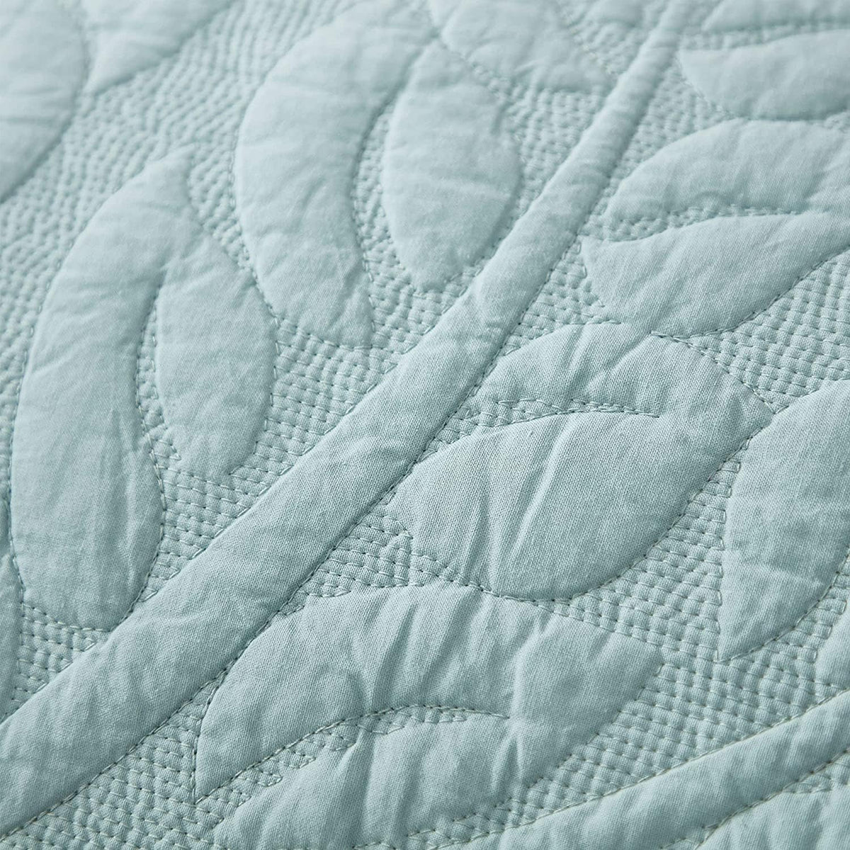 MarCielo 100% Cotton Quilt Set - 3-Piece Embroidered Farmhouse Bedspread & Shams, All-Season Breathable Bedding(Aruba Blue,King)