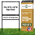 Generic Real Estate Yard Sign Metal H-Frame, 18 x 24 Slide-in with Rider, Black (Pack of 5), (C-289)