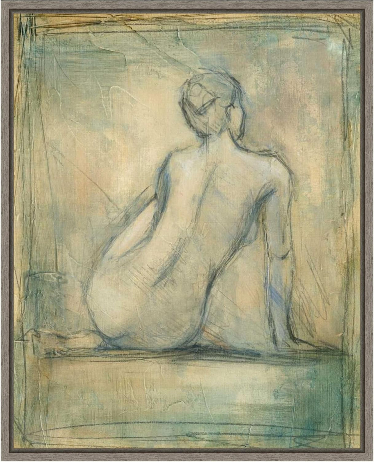 Amanti Art Framed Canvas Wall Art 28x23 Contemporary Figure Study I by Ethan Harper, Framed Wall Art Canvas, Abstract Artwork, Country Rustic Decor, Medium Poster Painting for Living Room, Bedroom,