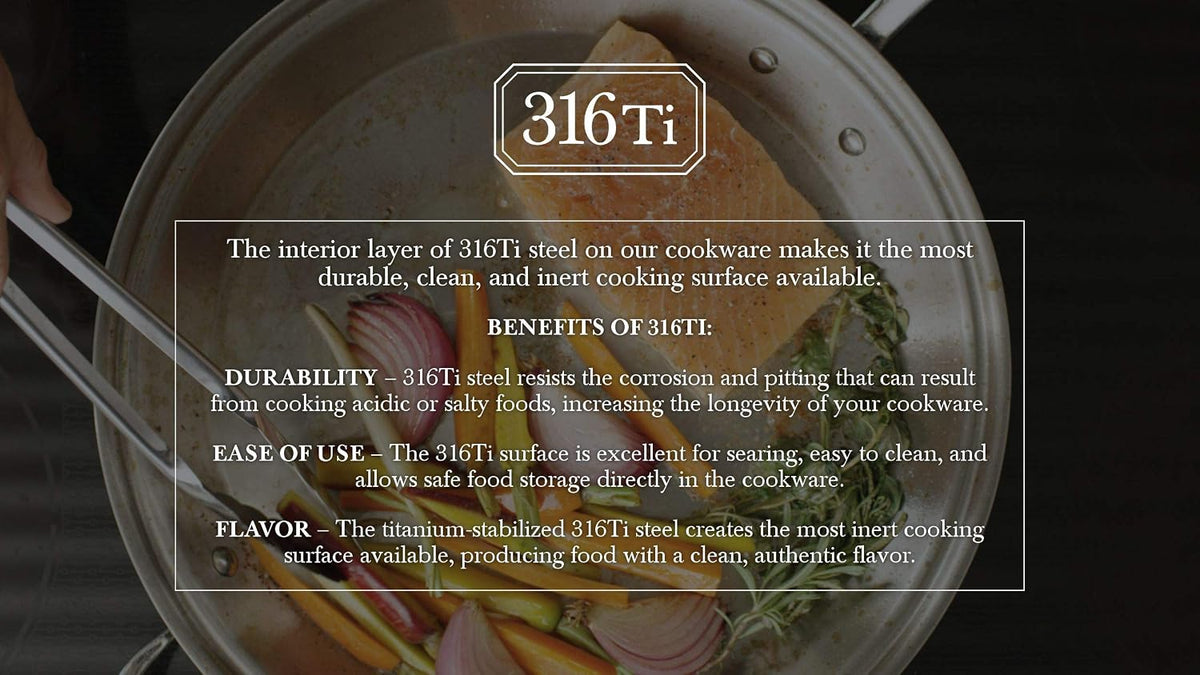 Heritage Steel 1.5 Quart Sauté Pan with Lid - Titanium Strengthened 316Ti Stainless Steel with 5-Ply Construction - Induction-Ready and Fully Clad, Made in USA