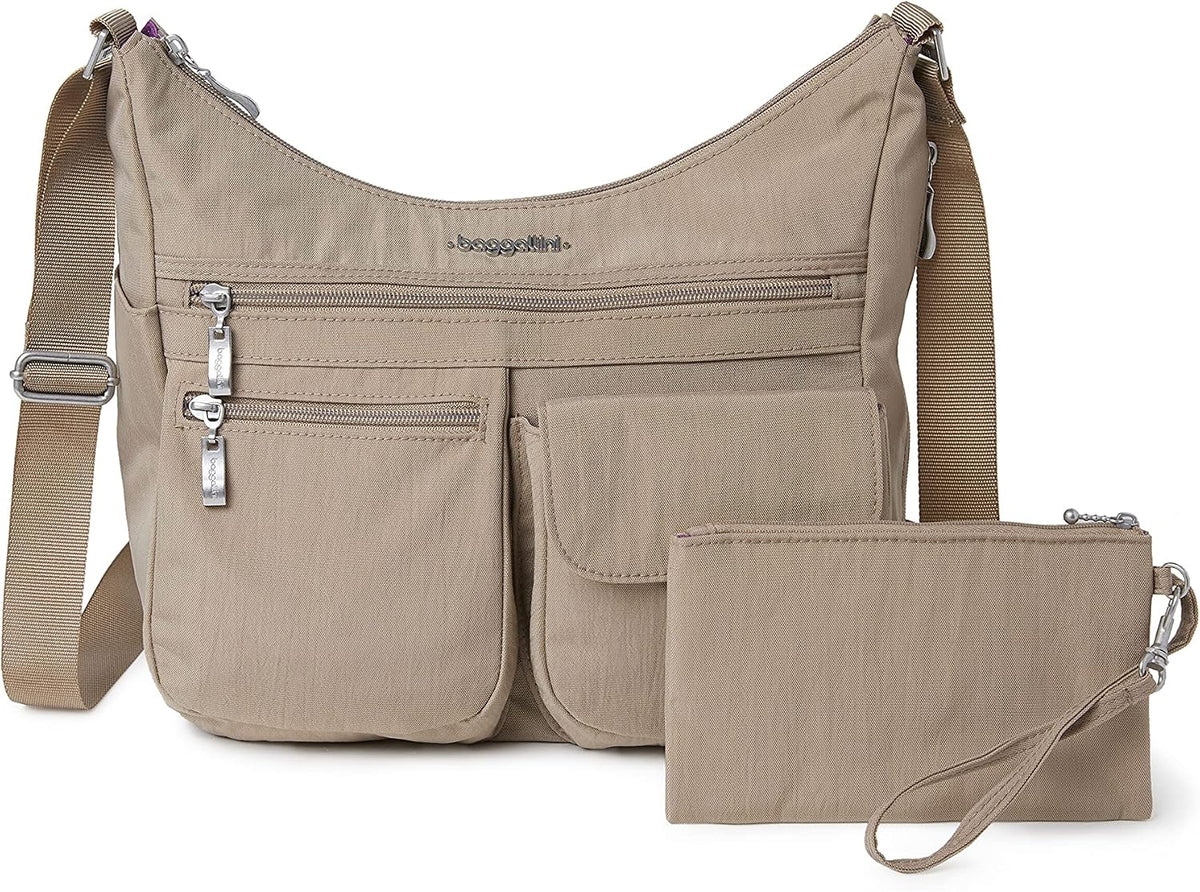 Baggallini womens Everywhere Bagg Crossbody Women 11x9 Lightweight Nylon Hobo Water-resistant Travel Bag W/Rfid