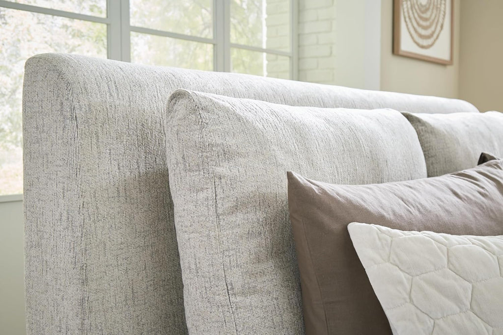 Signature Design by Ashley Cabalynn Casual King Upholstered Bed, Foundation or Box Spring Needed, Beige