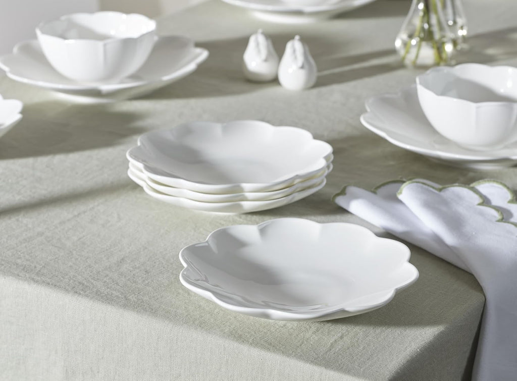 Lenox Dinnerware Set, Studio 1414 Scallop 16-Piece Set, Service For 4, Bone China Material, Dishwasher & Microwave Safe, Home And Kitchen, Kitchen And Dining, Plates And Bowls Sets (White, 16 Pieces)