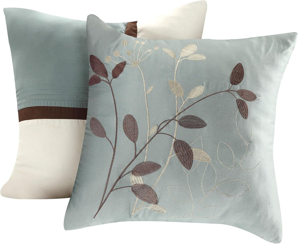 Chic Home Bliss Garden 8 Piece Embroidered Comforter Set, Queen, Brown