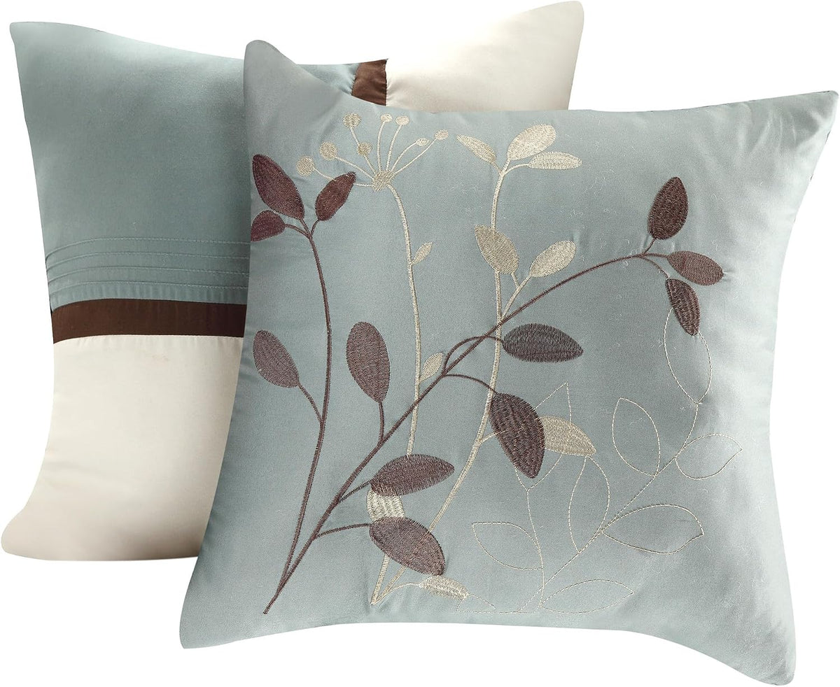 Chic Home Bliss Garden 8 Piece Embroidered Comforter Set, Queen, Brown
