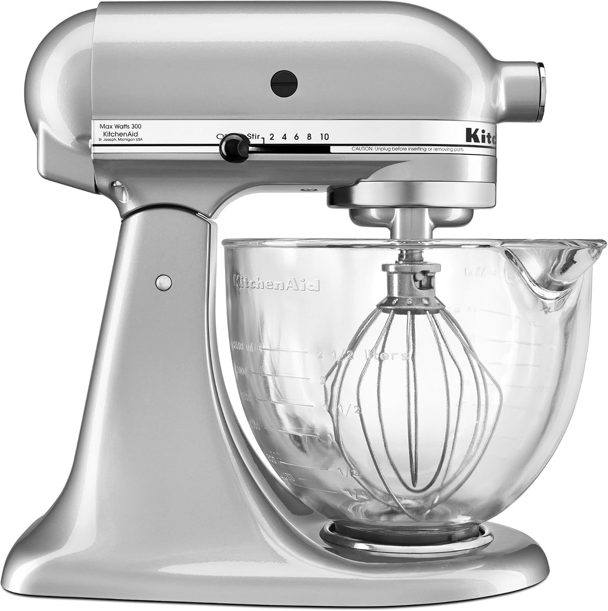 KitchenAid KSM105GBCMC KitchenAid KSM105GBCMC 5-Qt. Tilt-Head Stand Mixer with Glass Bowl - Metallic Chrome, Metallic Chrome