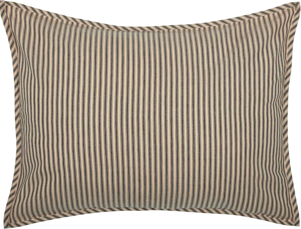 VHC Brands Sawyer Mill Ticking Stripe Queen Quilt Set, Charcoal Gray