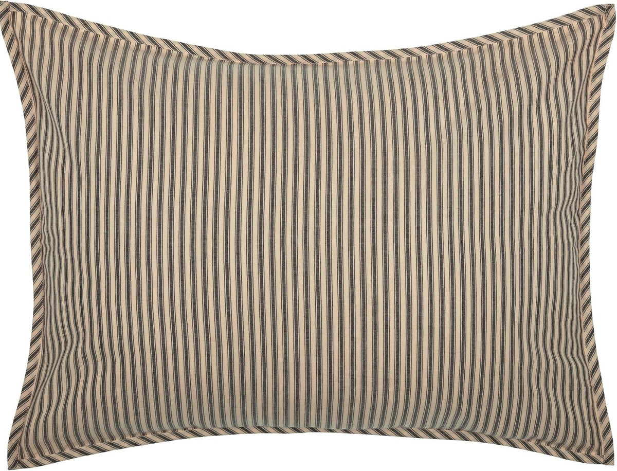 VHC Brands Sawyer Mill Ticking Stripe Queen Quilt Set, Charcoal Gray