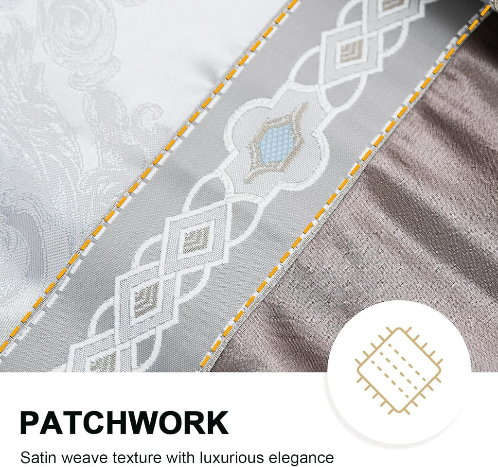 PANGUSHAN 7 Pieces Comforter Set King Size, Luxury Silky Elegant Jacquard Fluffy Reversible Bedding Set with Bed Skirt, Shams and Pillows, Bed in a Bag King, Down Alternative, Silver Gray
