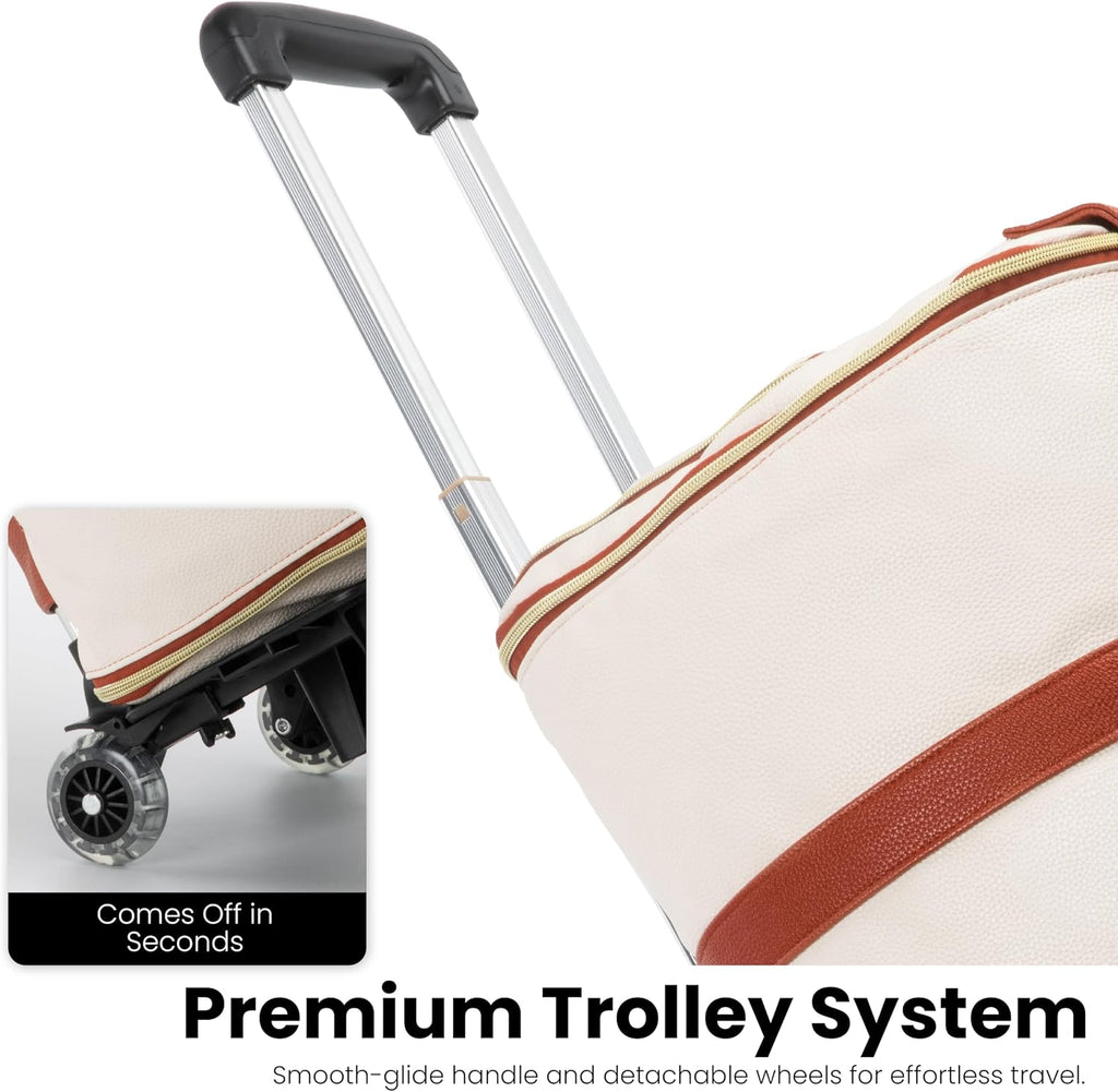 Luhxe Travel Convertible Carry On Garment Roller Bag 2.0 with Shoe Pouch & Detachable Shoulder Strap – Improved Zipper and reinforced straps - Snow