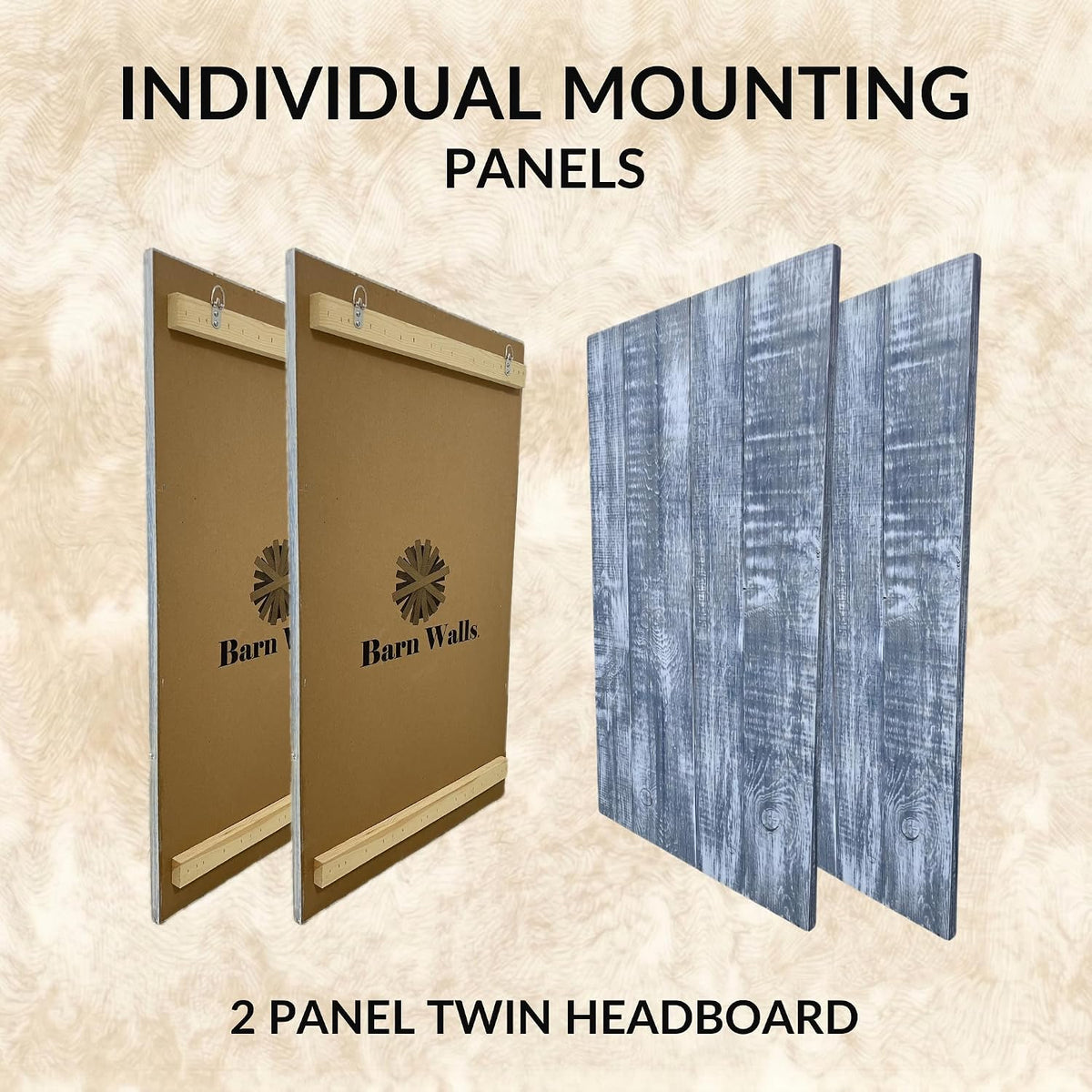 Barn Walls Twin Wood Headboard - Blue Stonewash Farmhouse Design - Wall Mounted Floating Headboard for Twin Bed - Handcrafted Solid Wood - Easy No-Drill Installation