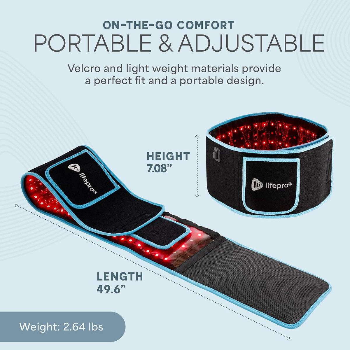 Lifepro Red Light Therapy Belt – Infrared Red Light Therapy for Body, Back Pain and Shoulder - 660nm & 850nm Near Infrared Heating Pad – Adjustable & Portable for Wellness & Relaxation