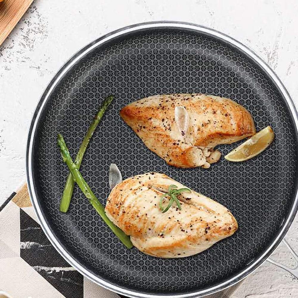 304 Stainless Steel Multifunctional Frying Pan Kitchen Wok Three-Layer Skillet Griddle Cooking Grill Smokeless Cookware(